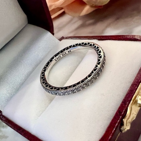 Pandora Sparkle and Hearts CZ Eterity Ring Size 9 - Hard to find! - Picture 11 of 16